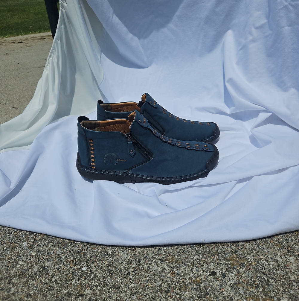 Menico Sport Leather Slip On Stitched Driving Moccasin Chukka Boots